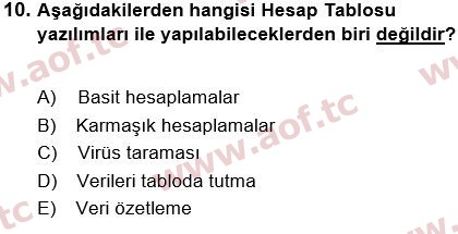 2015 Temel Bilgi Teknolojileri 1 Yaz Okulu 10. Çıkmış Sınav Sorusu