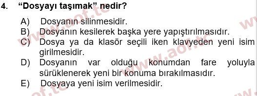 2015 Temel Bilgi Teknolojileri 1 Yaz Okulu 4. Çıkmış Sınav Sorusu