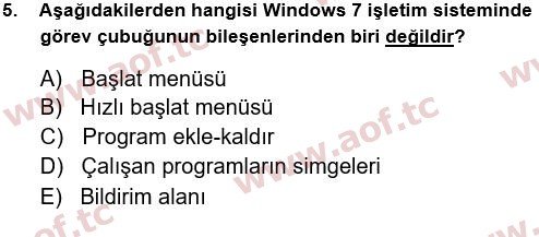 2015 Temel Bilgi Teknolojileri 1 Yaz Okulu 5. Çıkmış Sınav Sorusu