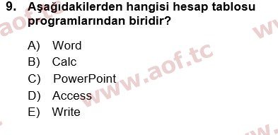 2015 Temel Bilgi Teknolojileri 1 Yaz Okulu 9. Çıkmış Sınav Sorusu