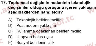 2016 Temel Bilgi Teknolojileri 1 Yaz Okulu 17. Çıkmış Sınav Sorusu