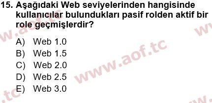 2019 Temel Bilgi Teknolojileri 1 Yaz Okulu 15. Çıkmış Sınav Sorusu