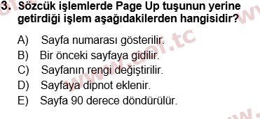 2019 Temel Bilgi Teknolojileri 1 Yaz Okulu 3. Çıkmış Sınav Sorusu
