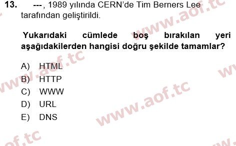 2020 Temel Bilgi Teknolojileri 1 Final 13. Çıkmış Sınav Sorusu