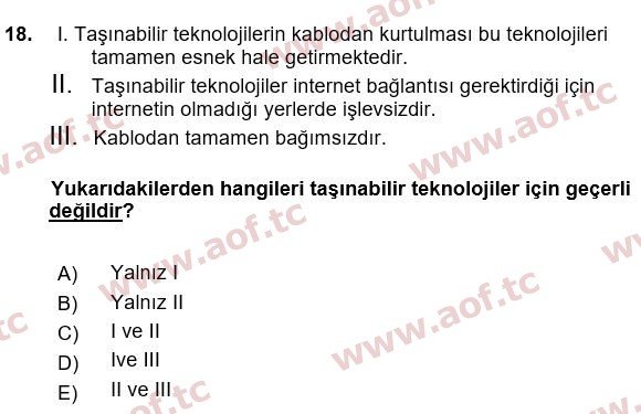 2020 Temel Bilgi Teknolojileri 1 Final 18. Çıkmış Sınav Sorusu