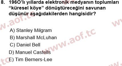 2020 Temel Bilgi Teknolojileri 1 Final 8. Çıkmış Sınav Sorusu