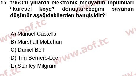 2021 Temel Bilgi Teknolojileri 1 Yaz Okulu 15. Çıkmış Sınav Sorusu