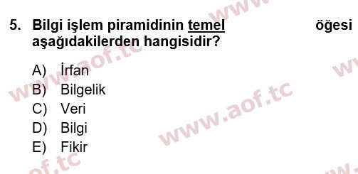 2022 Temel Bilgi Teknolojileri 1 Arasınav 5. Çıkmış Sınav Sorusu
