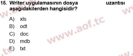 2023 Temel Bilgi Teknolojileri 1 Arasınav 15. Çıkmış Sınav Sorusu