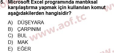 2023 Temel Bilgi Teknolojileri 1 Arasınav 5. Çıkmış Sınav Sorusu