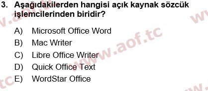 2023 Temel Bilgi Teknolojileri 1 Yaz Okulu 3. Çıkmış Sınav Sorusu