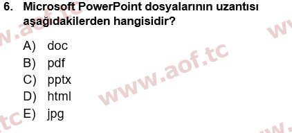 2023 Temel Bilgi Teknolojileri 1 Yaz Okulu 6. Çıkmış Sınav Sorusu