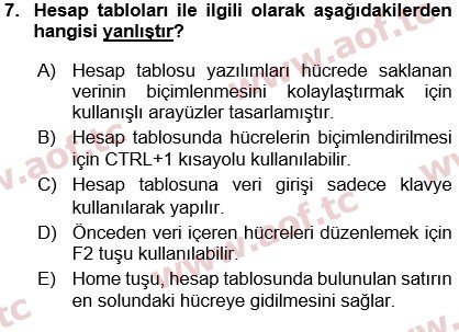 2023 Temel Bilgi Teknolojileri 1 Yaz Okulu 7. Çıkmış Sınav Sorusu