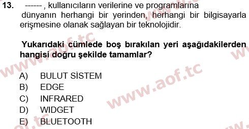 2024 Temel Bilgi Teknolojileri 1 Final 13. Çıkmış Sınav Sorusu