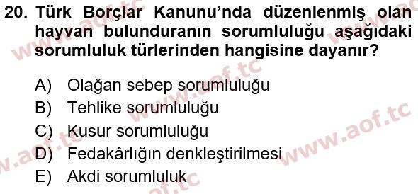2015 İş Sağlığı ve Güvenliği Yaz Okulu 20. Çıkmış Sınav Sorusu