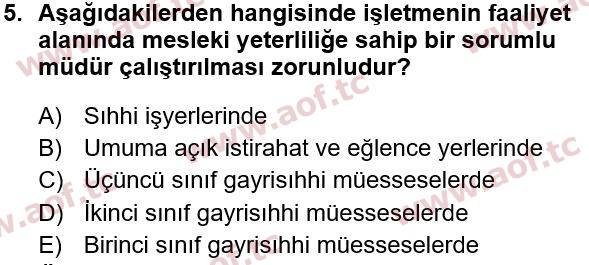 2015 İş Sağlığı ve Güvenliği Yaz Okulu 5. Çıkmış Sınav Sorusu