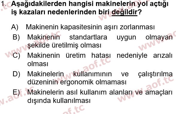 2020 İş Sağlığı ve Güvenliği Yaz Okulu 1. Çıkmış Sınav Sorusu