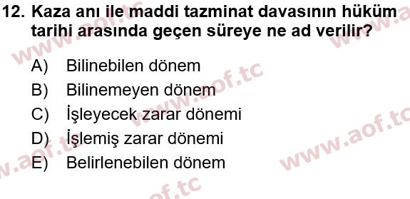2020 İş Sağlığı ve Güvenliği Yaz Okulu 12. Çıkmış Sınav Sorusu