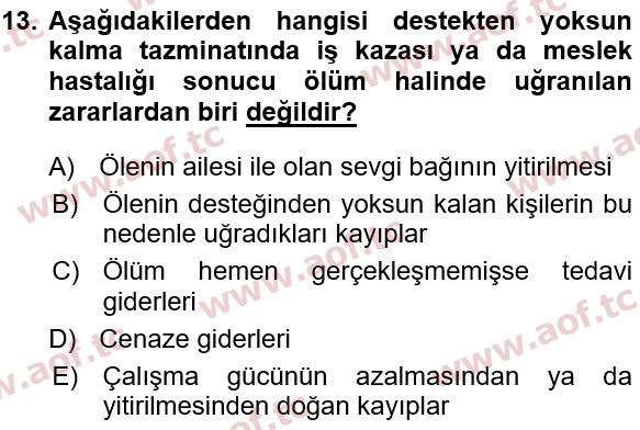 2020 İş Sağlığı ve Güvenliği Yaz Okulu 13. Çıkmış Sınav Sorusu