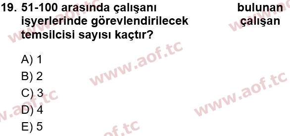 2020 İş Sağlığı ve Güvenliği Yaz Okulu 19. Çıkmış Sınav Sorusu