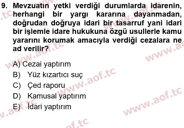 2020 İş Sağlığı ve Güvenliği Yaz Okulu 9. Çıkmış Sınav Sorusu