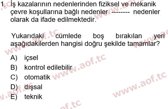2022 İş Sağlığı ve Güvenliği Final 1. Çıkmış Sınav Sorusu