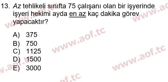2022 İş Sağlığı ve Güvenliği Final 13. Çıkmış Sınav Sorusu