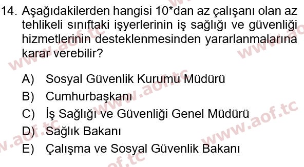 2022 İş Sağlığı ve Güvenliği Final 14. Çıkmış Sınav Sorusu