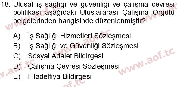 2022 İş Sağlığı ve Güvenliği Final 18. Çıkmış Sınav Sorusu