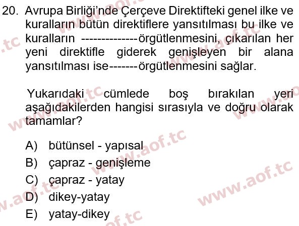 2022 İş Sağlığı ve Güvenliği Final 20. Çıkmış Sınav Sorusu