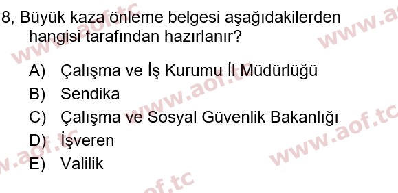2022 İş Sağlığı ve Güvenliği Final 8. Çıkmış Sınav Sorusu
