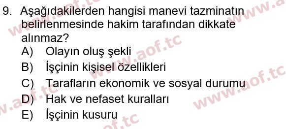 2022 İş Sağlığı ve Güvenliği Final 9. Çıkmış Sınav Sorusu
