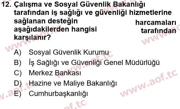 2023 İş Sağlığı ve Güvenliği Arasınav 12. Çıkmış Sınav Sorusu