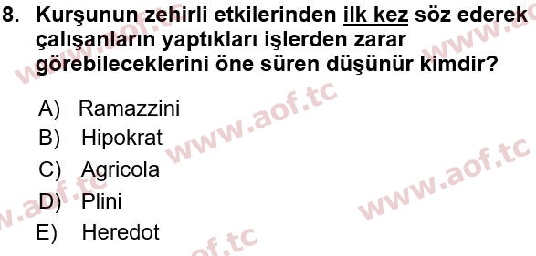 2023 İş Sağlığı ve Güvenliği Arasınav 8. Çıkmış Sınav Sorusu