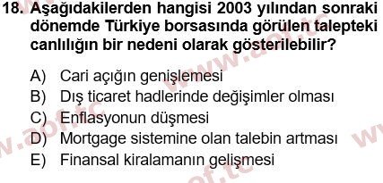 2016 Finansal Yönetim 1 Yaz Okulu 18. Çıkmış Sınav Sorusu