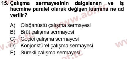 2018 Finansal Yönetim 1 Yaz Okulu 15. Çıkmış Sınav Sorusu