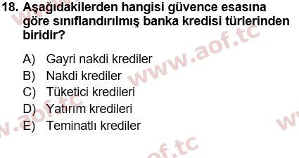 2018 Finansal Yönetim 1 Yaz Okulu 18. Çıkmış Sınav Sorusu