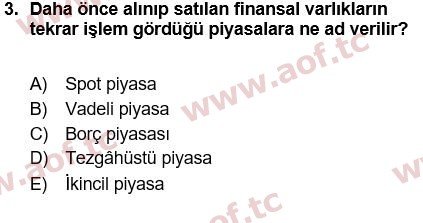 2018 Finansal Yönetim 1 Yaz Okulu 3. Çıkmış Sınav Sorusu