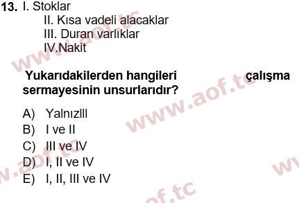 2019 Finansal Yönetim 1 Final 13. Çıkmış Sınav Sorusu