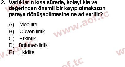 2019 Finansal Yönetim 1 Final 2. Çıkmış Sınav Sorusu