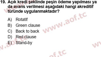 2021 Finansal Yönetim 1 Yaz Okulu 19. Çıkmış Sınav Sorusu