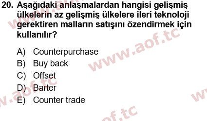 2021 Finansal Yönetim 1 Yaz Okulu 20. Çıkmış Sınav Sorusu