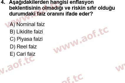 2021 Finansal Yönetim 1 Yaz Okulu 4. Çıkmış Sınav Sorusu