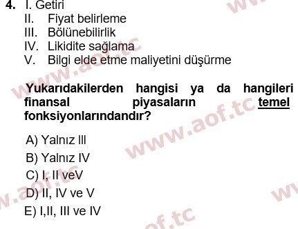 2022 Finansal Yönetim 1 Final 4. Çıkmış Sınav Sorusu