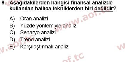 2022 Finansal Yönetim 1 Final 8. Çıkmış Sınav Sorusu