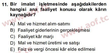 2015 Finansal Tablolar Analizi Final 11. Çıkmış Sınav Sorusu