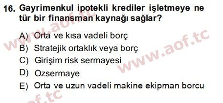 2015 Finansal Tablolar Analizi Final 16. Çıkmış Sınav Sorusu