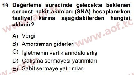 2015 Finansal Tablolar Analizi Final 19. Çıkmış Sınav Sorusu