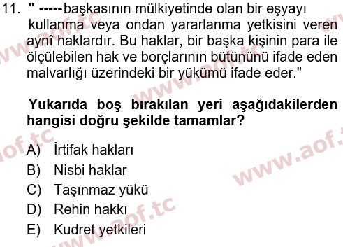 2022 Hukukun Temel Kavramları Çıkmış Sınav Soruları