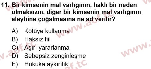 2023 Hukukun Temel Kavramları Yaz Okulu 11. Çıkmış Sınav Sorusu